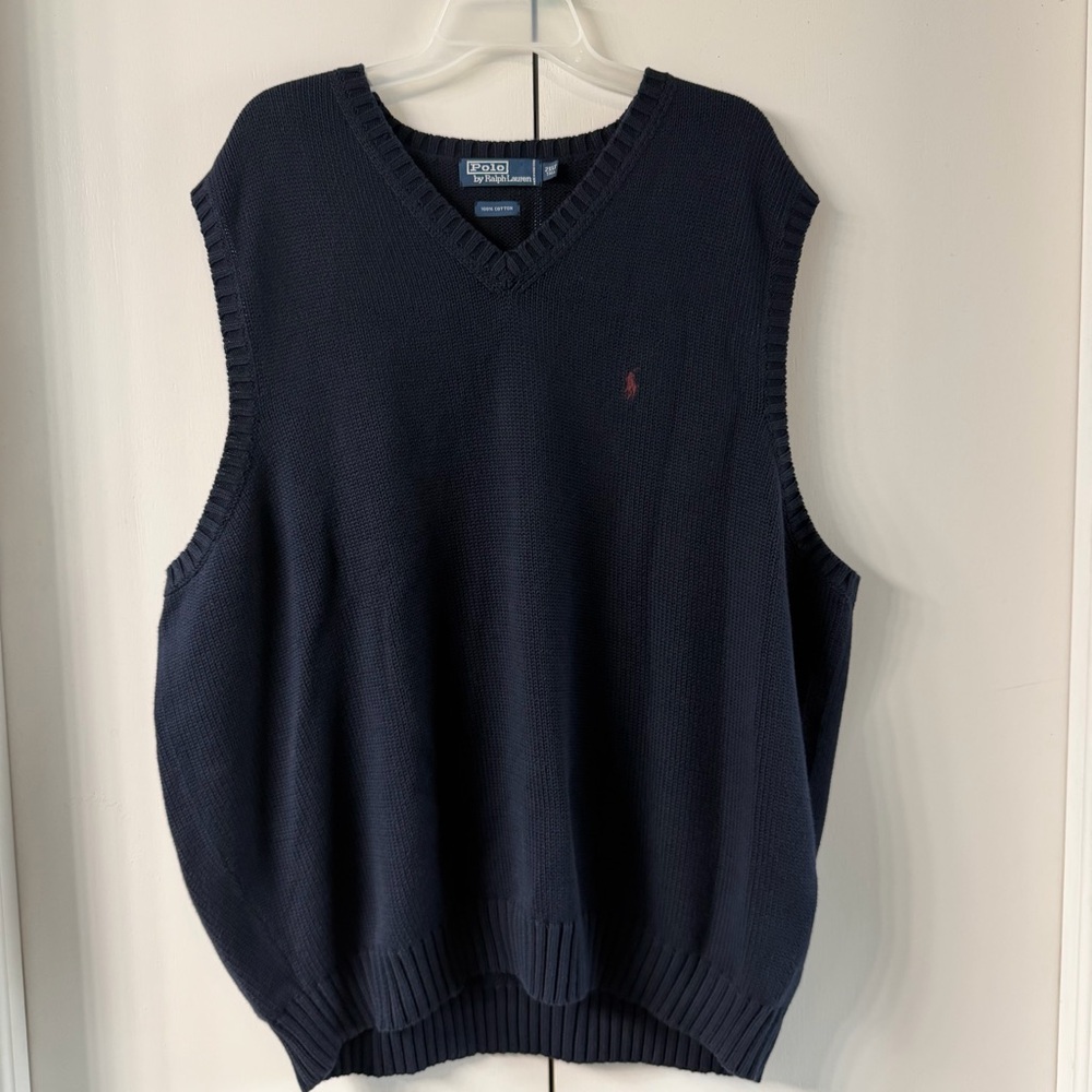 Vintage Polo Ralph Lauren Sweater Vest Dark Navy Blue Men’s Size XXLT
